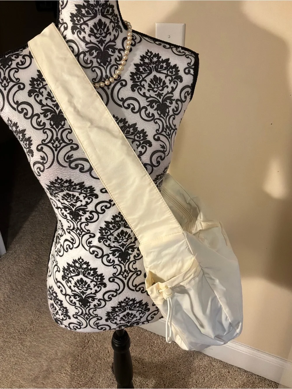 adidas Cream Nylon Crescent Crossbody Bag with Trefoil Logo NWT